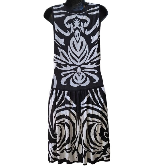 Max Studio Maxi Dress Women Sz L 3910155 Zebra Black White Sleeveless Whimsigoth - Picture 3 of 6